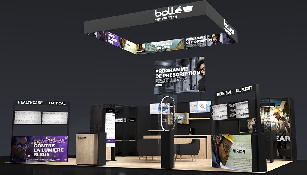 Bollé Safety - Reusable modular stand - 3D View - Front